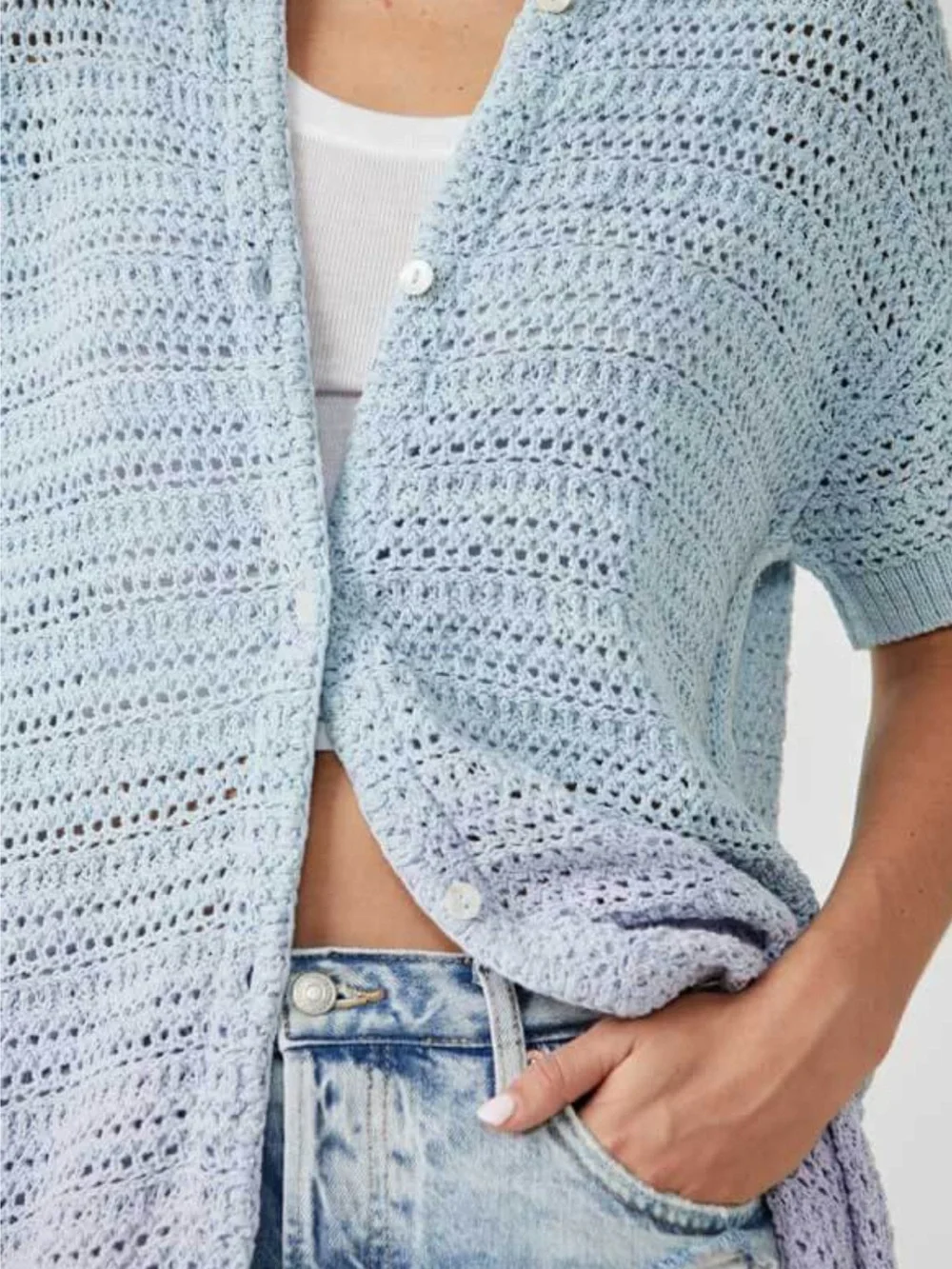 Free People Care Alicia Crochet Ombré Cardigan